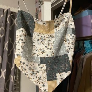 shein multi pattern tie back top